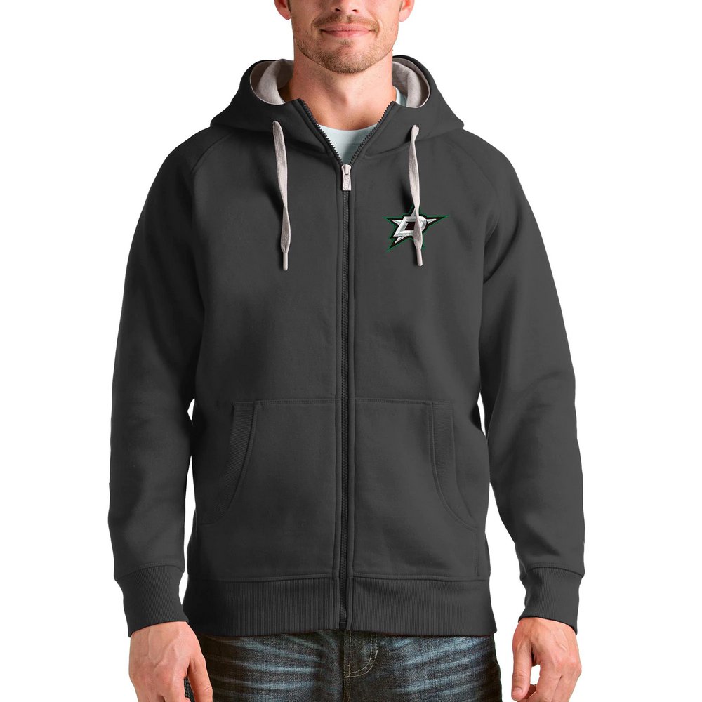Dallas Stars Antigua Logo Victory Full-Zip Hoodie - Charcoal