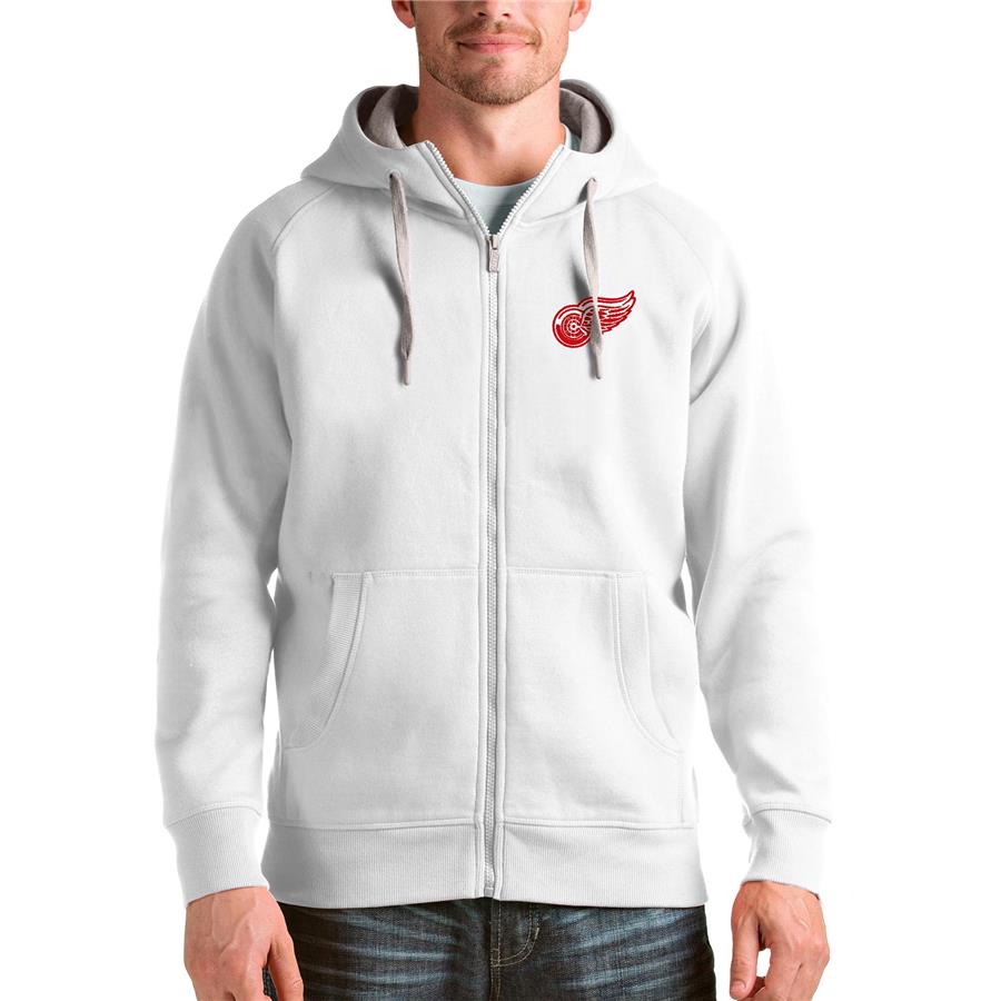 Detroit Red Wings Antigua Logo Victory Full-Zip Hoodie - White