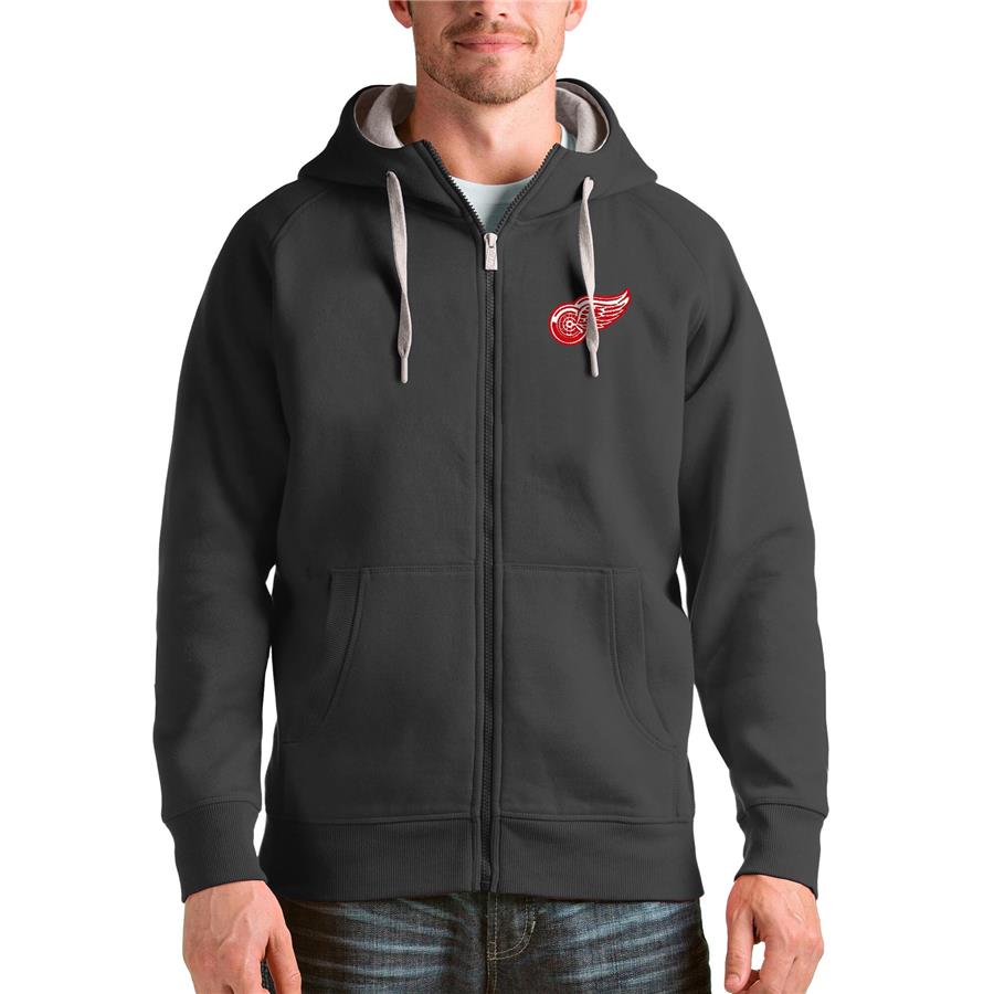 Detroit Red Wings Antigua Logo Victory Full-Zip Hoodie - Charcoal