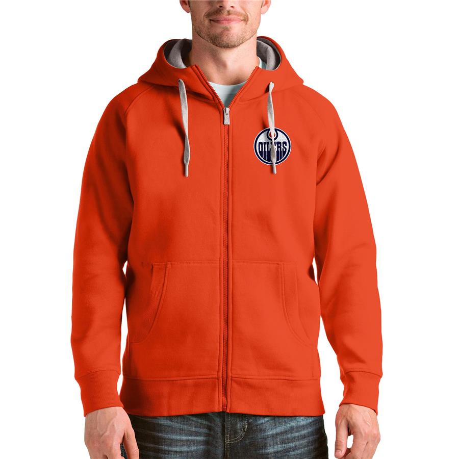 Edmonton Oilers Antigua Logo Victory Full-Zip Hoodie - Orange