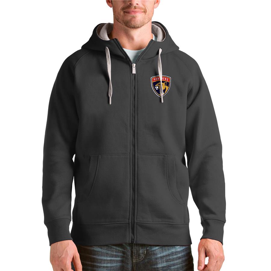 Florida Panthers Antigua Logo Victory Full-Zip Hoodie - Charcoal