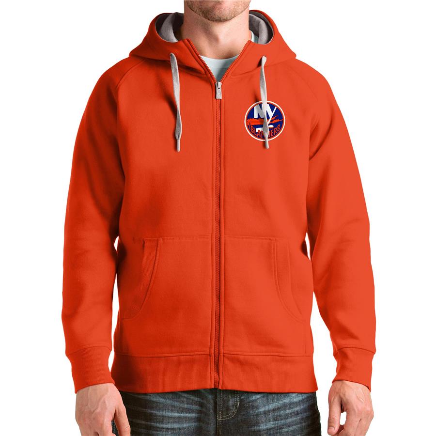 New York Islanders Antigua Logo Victory Full-Zip Hoodie - Orange