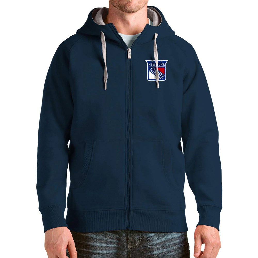 New York Rangers Antigua Logo Victory Full-Zip Hoodie - Navy