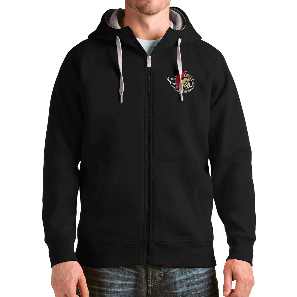 Ottawa Senators Antigua Logo Victory Full-Zip Hoodie - Black