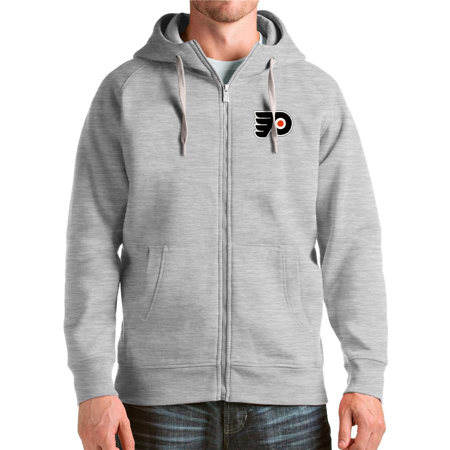 Philadelphia Flyers Antigua Logo Victory Full-Zip Hoodie - Heathered Gray