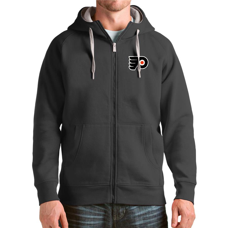 Philadelphia Flyers Antigua Logo Victory Full-Zip Hoodie - Charcoal