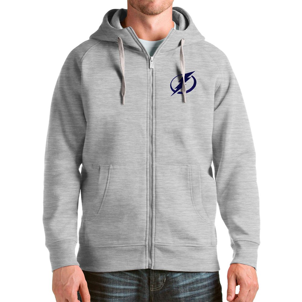 Tampa Bay Lightning Antigua Logo Victory Full-Zip Hoodie - Heathered Gray