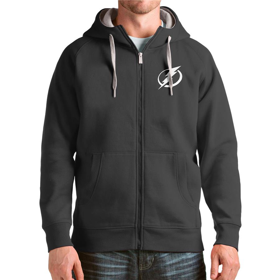 Tampa Bay Lightning Antigua Logo Victory Full-Zip Hoodie - Charcoal