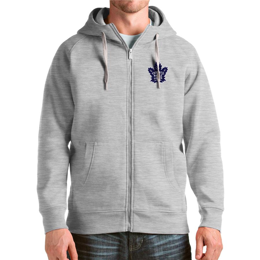 Toronto Maple Leafs Antigua Logo Victory Full-Zip Hoodie - Heathered Gray