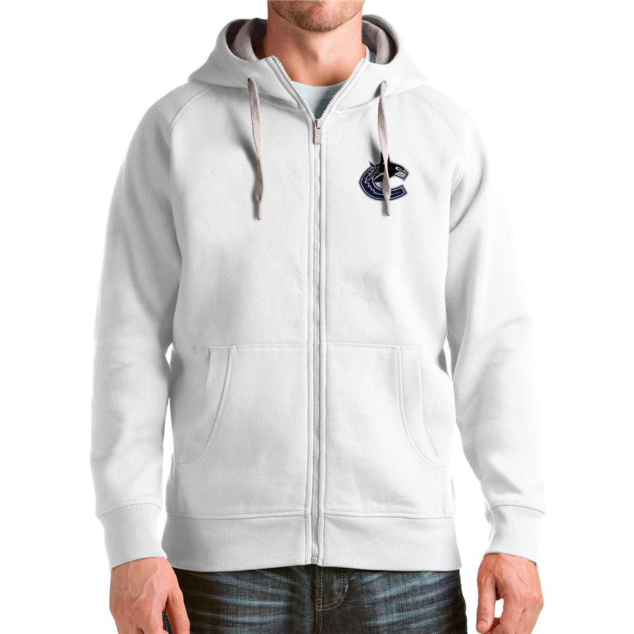 Vancouver Canucks Antigua Logo Victory Full-Zip Hoodie - White
