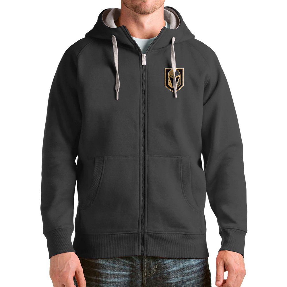 Vegas Golden Knights Antigua Logo Victory Full-Zip Hoodie - Charcoal