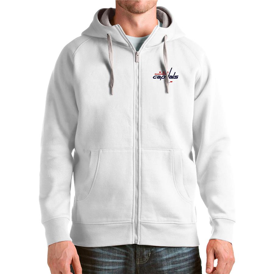 Washington Capitals Antigua Logo Victory Full-Zip Hoodie - White