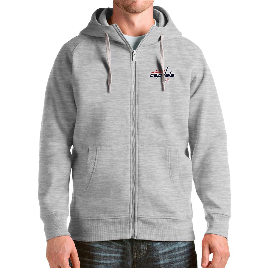 Washington Capitals Antigua Logo Victory Full-Zip Hoodie - Heathered Gray