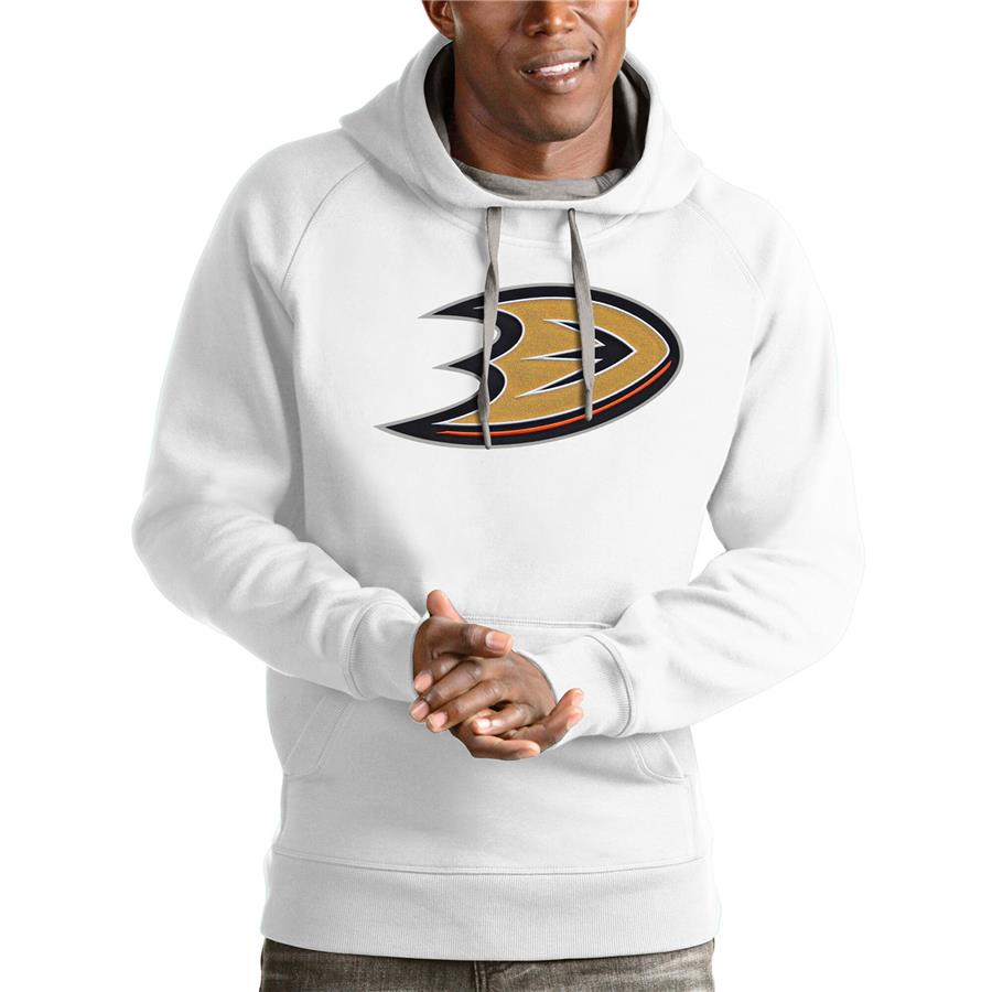 Anaheim Ducks Antigua Logo Victory Pullover Hoodie - White