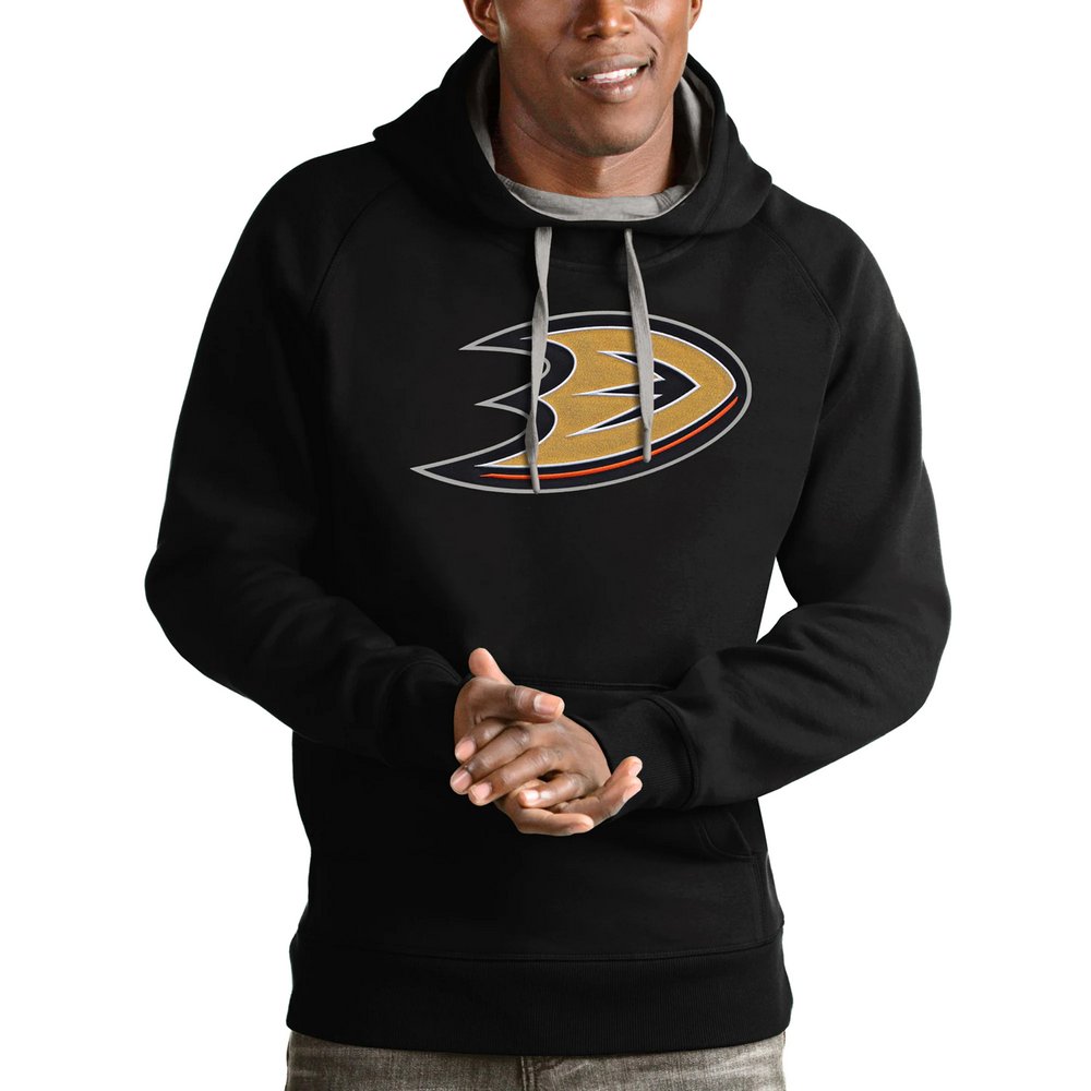 Anaheim Ducks Antigua Logo Victory Pullover Hoodie - Black