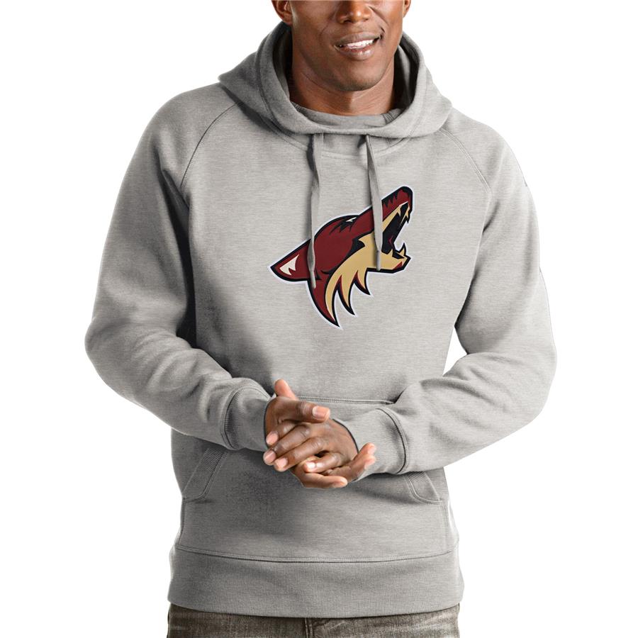 Arizona Coyotes Antigua Logo Victory Pullover Hoodie - Heathered Gray