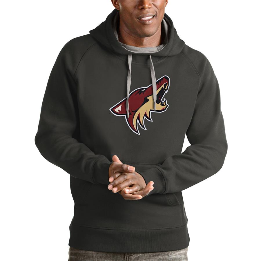 Arizona Coyotes Antigua Logo Victory Pullover Hoodie - Charcoal