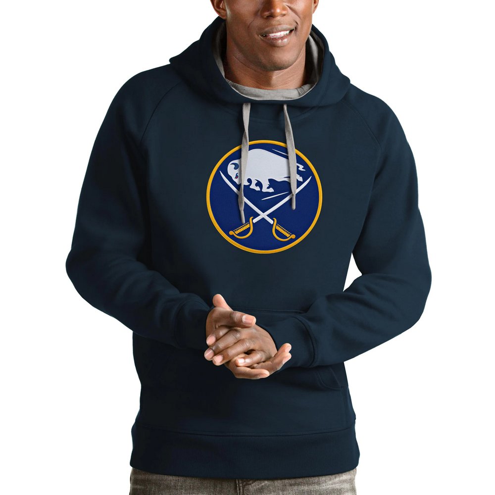 Buffalo Sabres Antigua Logo Victory Pullover Hoodie - Navy