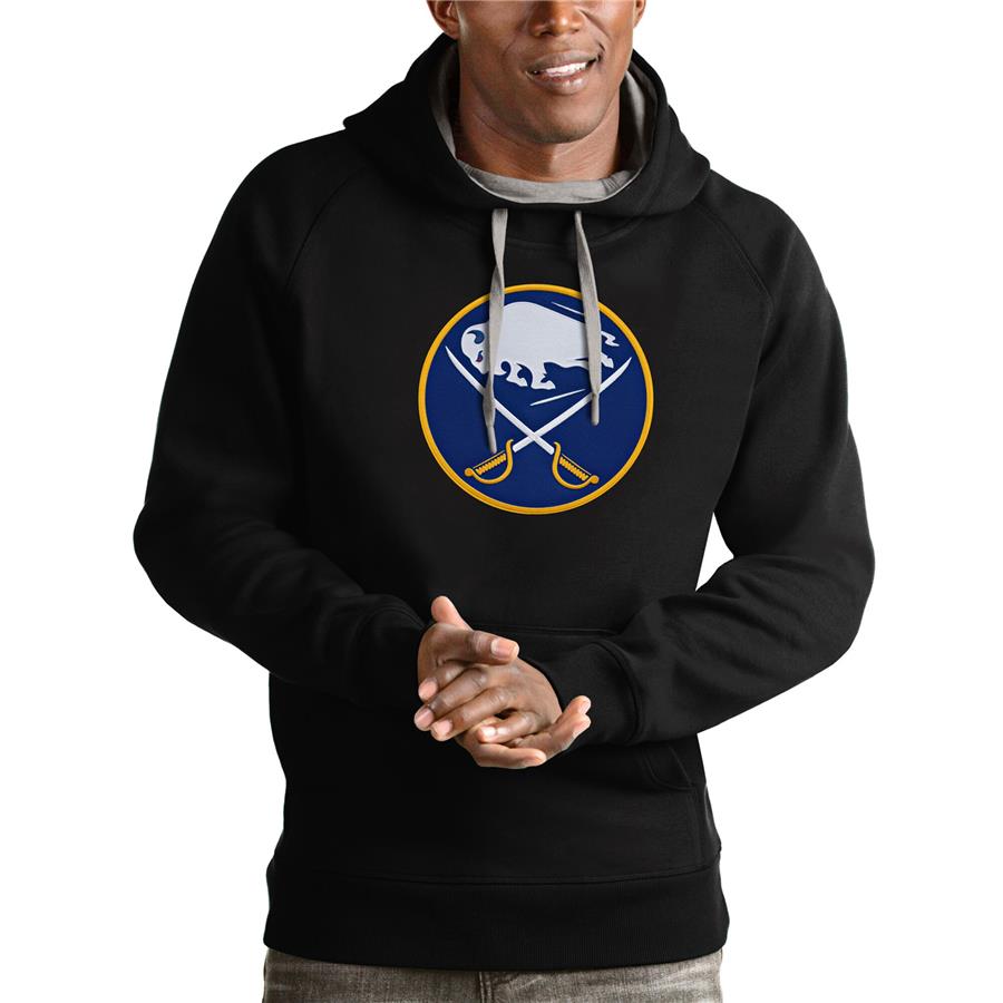 Buffalo Sabres Antigua Logo Victory Pullover Hoodie - Black