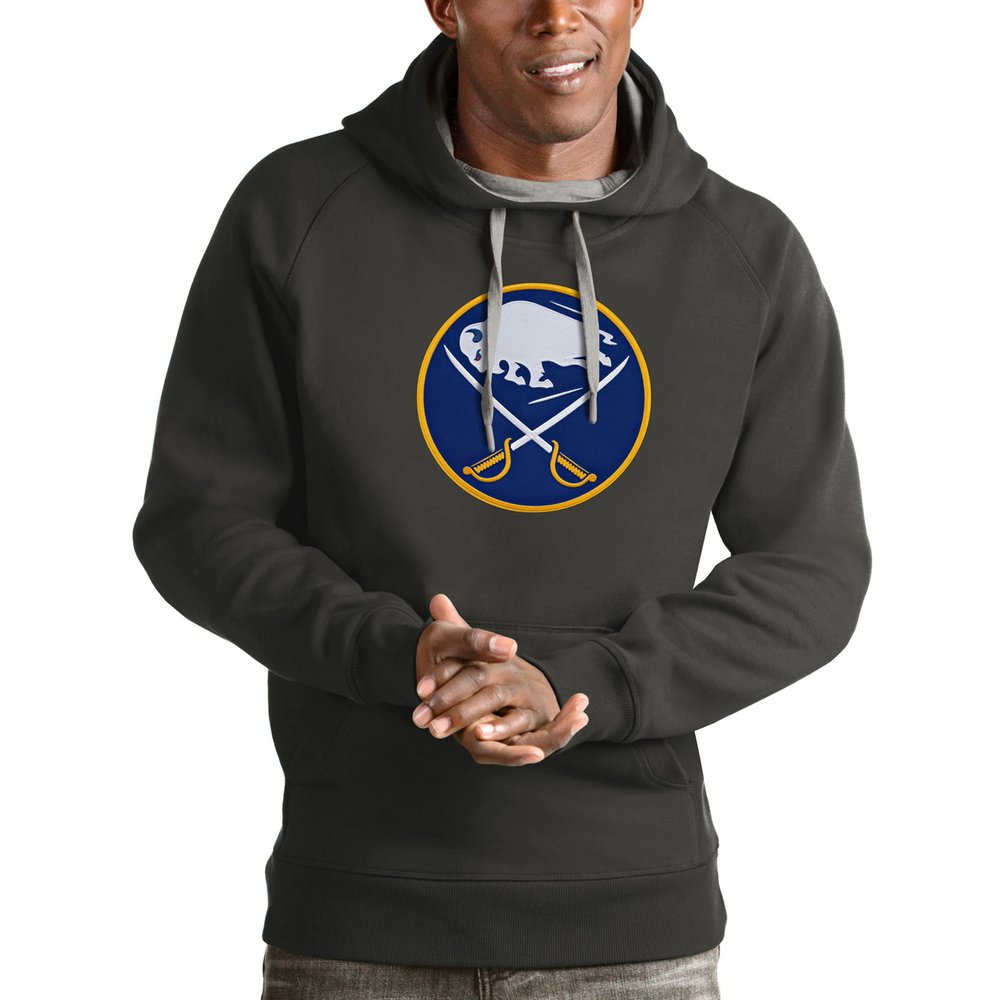 Buffalo Sabres Antigua Logo Victory Pullover Hoodie - Charcoal