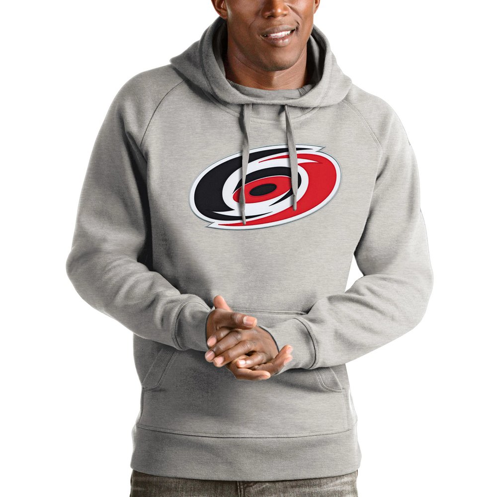 Carolina Hurricanes Antigua Logo Victory Pullover Hoodie - Heathered Gray