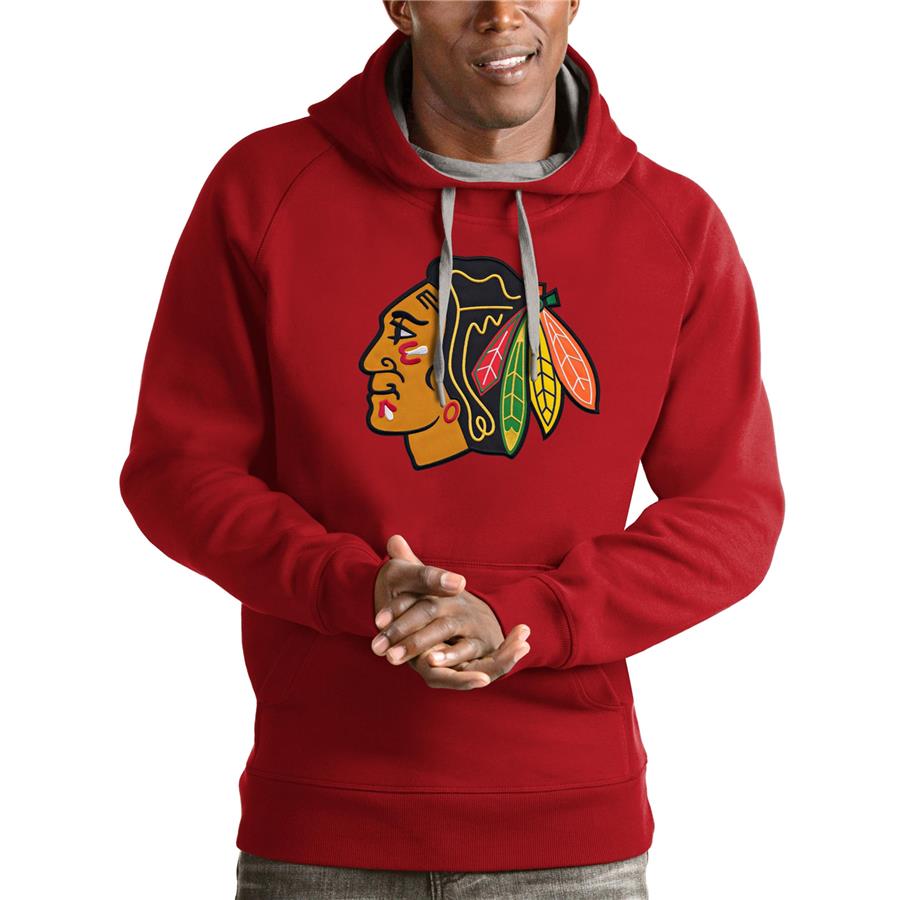 Chicago Blackhawks Antigua Logo Victory Pullover Hoodie - Red