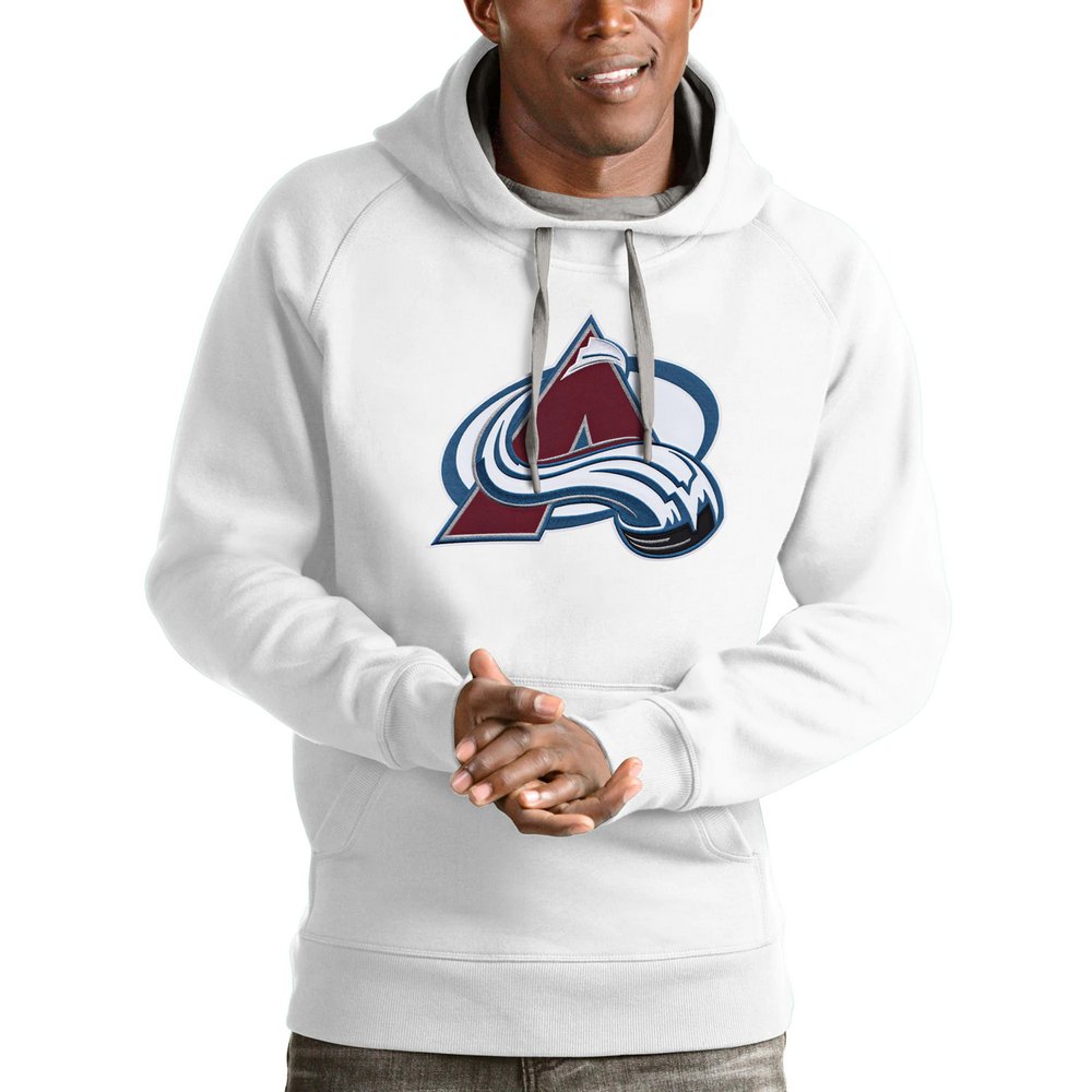 Colorado Avalanche Antigua Logo Victory Pullover Hoodie - White