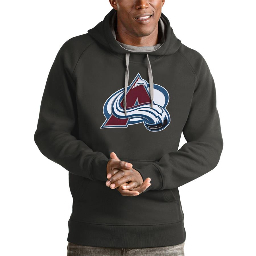 Colorado Avalanche Antigua Logo Victory Pullover Hoodie - Charcoal