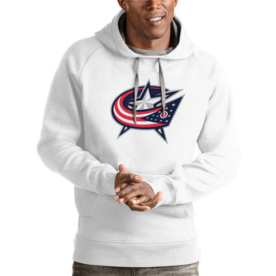 Columbus Blue Jackets Antigua Logo Victory Pullover Hoodie - White
