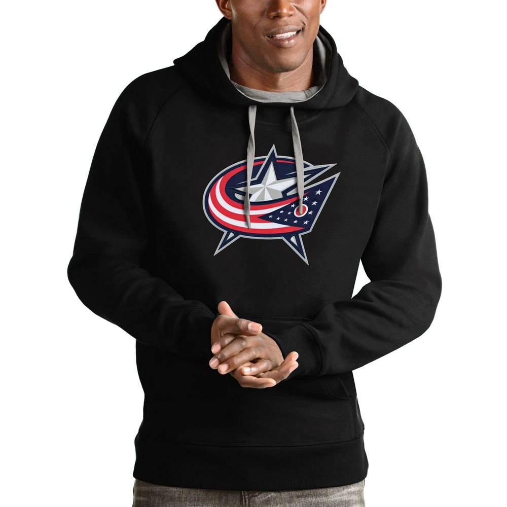 Columbus Blue Jackets Antigua Logo Victory Pullover Hoodie - Black