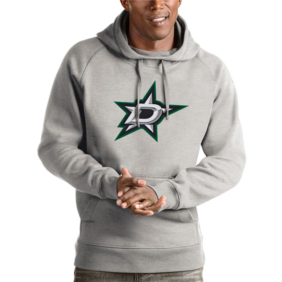 Dallas Stars Antigua Logo Victory Pullover Hoodie - Heathered Gray