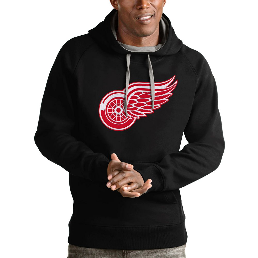 Detroit Red Wings Antigua Logo Victory Pullover Hoodie - Black