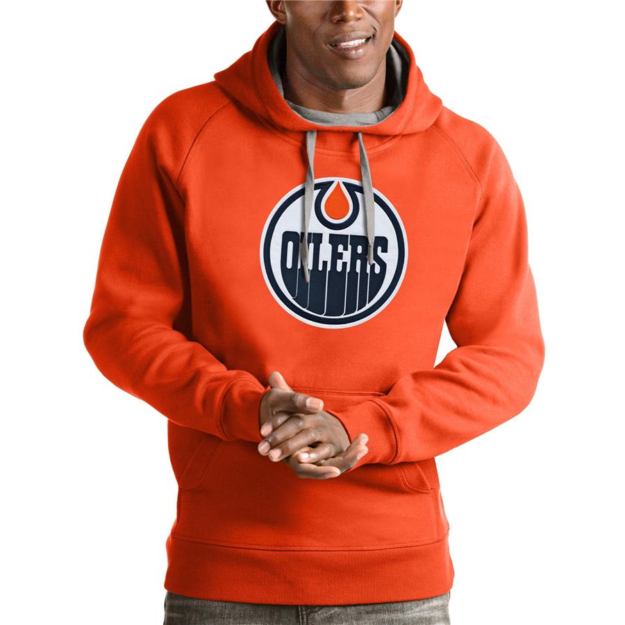 Edmonton Oilers Antigua Logo Victory Pullover Hoodie - Orange