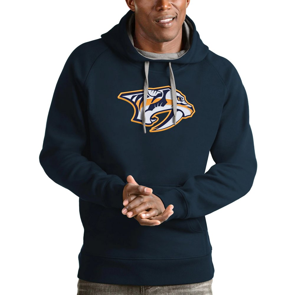 Nashville Predators Antigua Logo Victory Pullover Hoodie - Navy