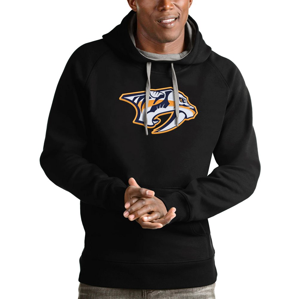 Nashville Predators Antigua Logo Victory Pullover Hoodie - Black