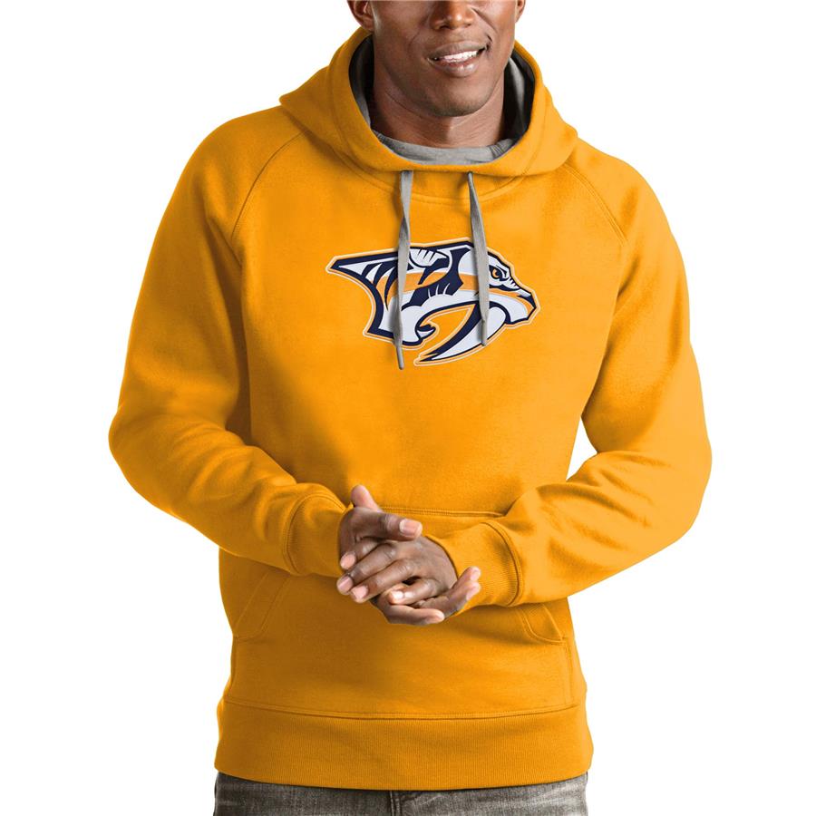 Nashville Predators Antigua Logo Victory Pullover Hoodie - Gold