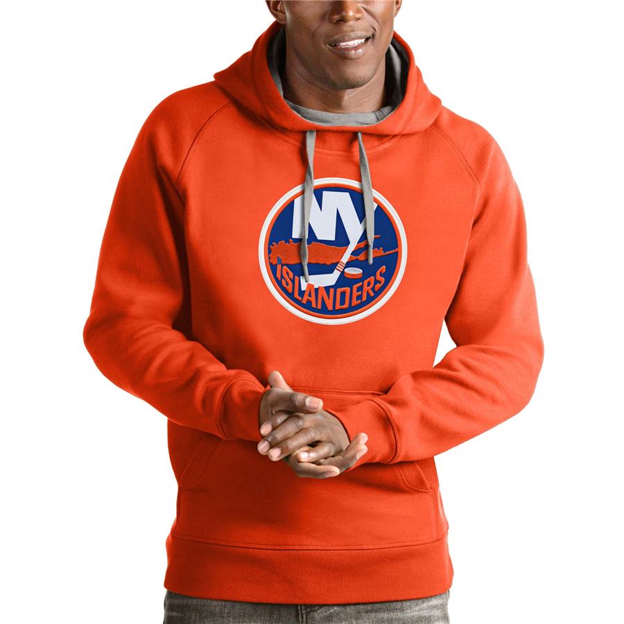 New York Islanders Antigua Logo Victory Pullover Hoodie - Orange