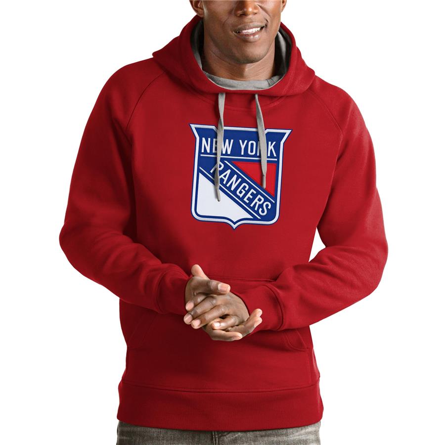 New York Rangers Antigua Logo Victory Pullover Hoodie - Red