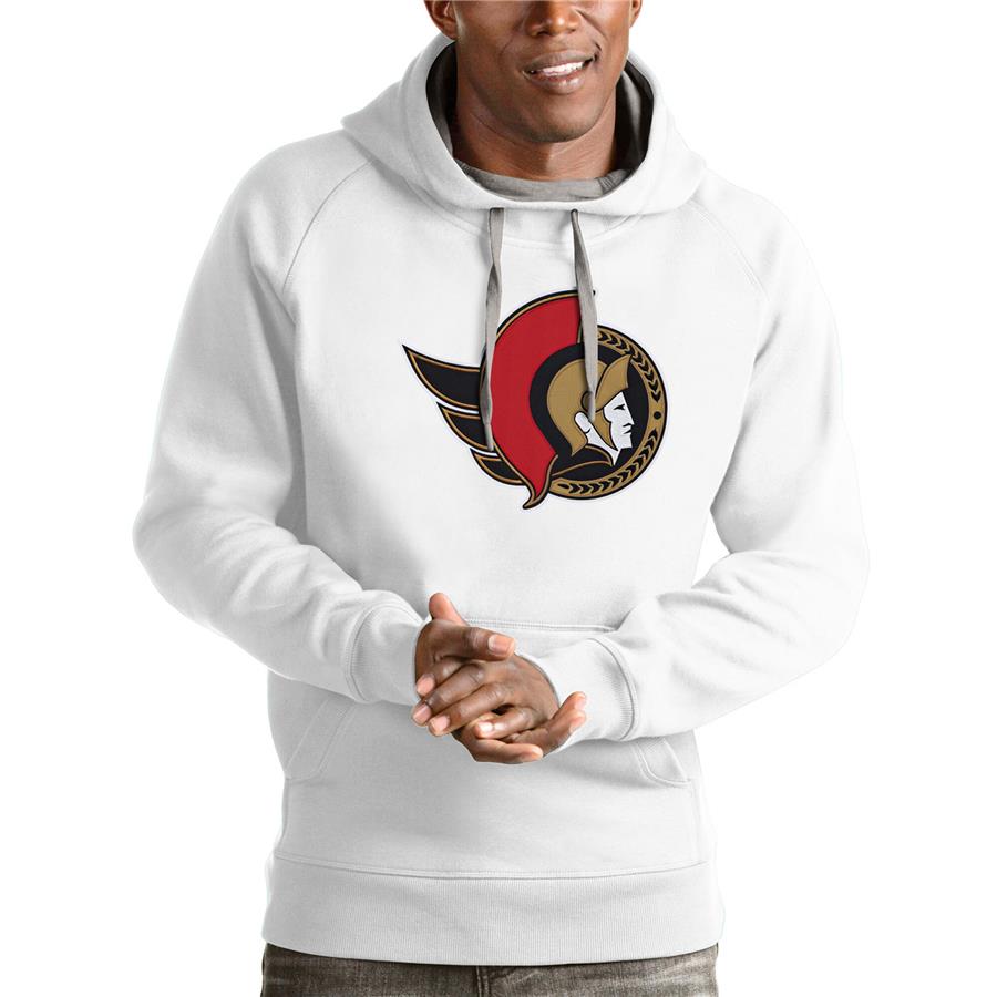 Ottawa Senators Antigua Logo Victory Pullover Hoodie - White