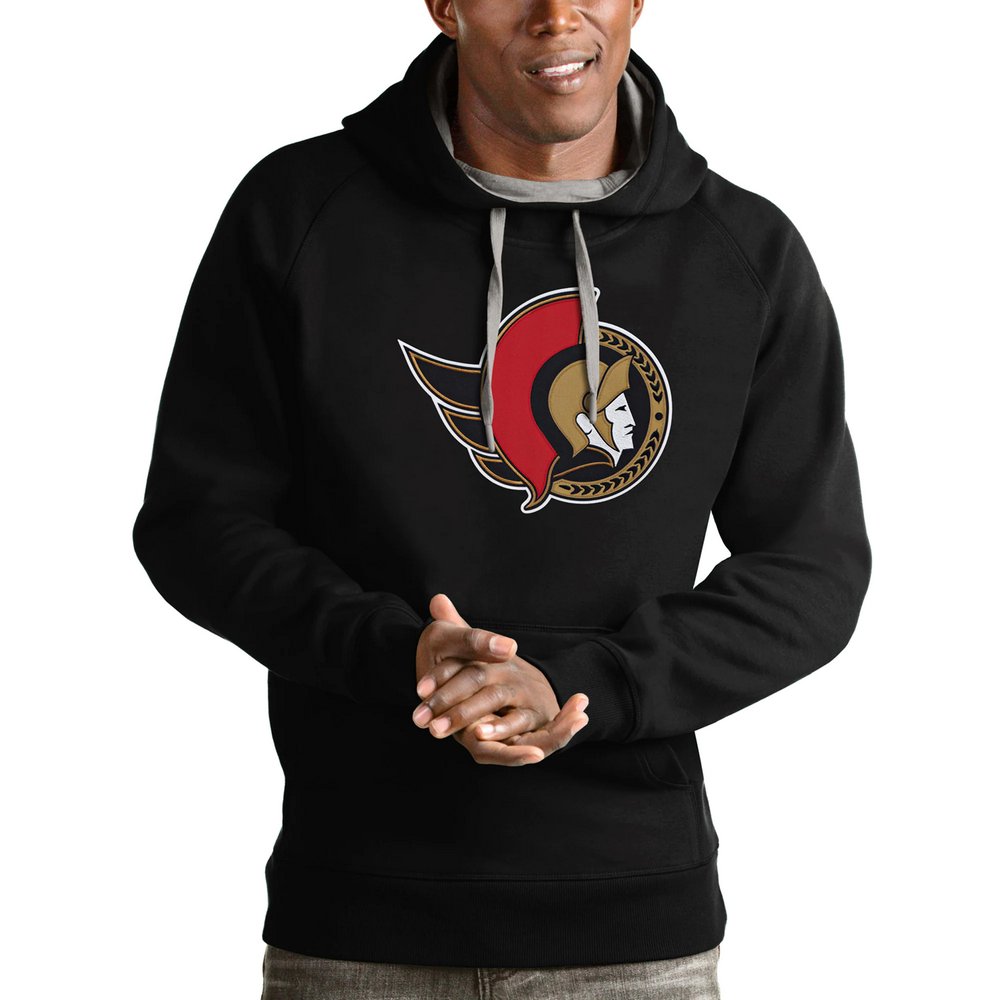 Ottawa Senators Antigua Logo Victory Pullover Hoodie - Black