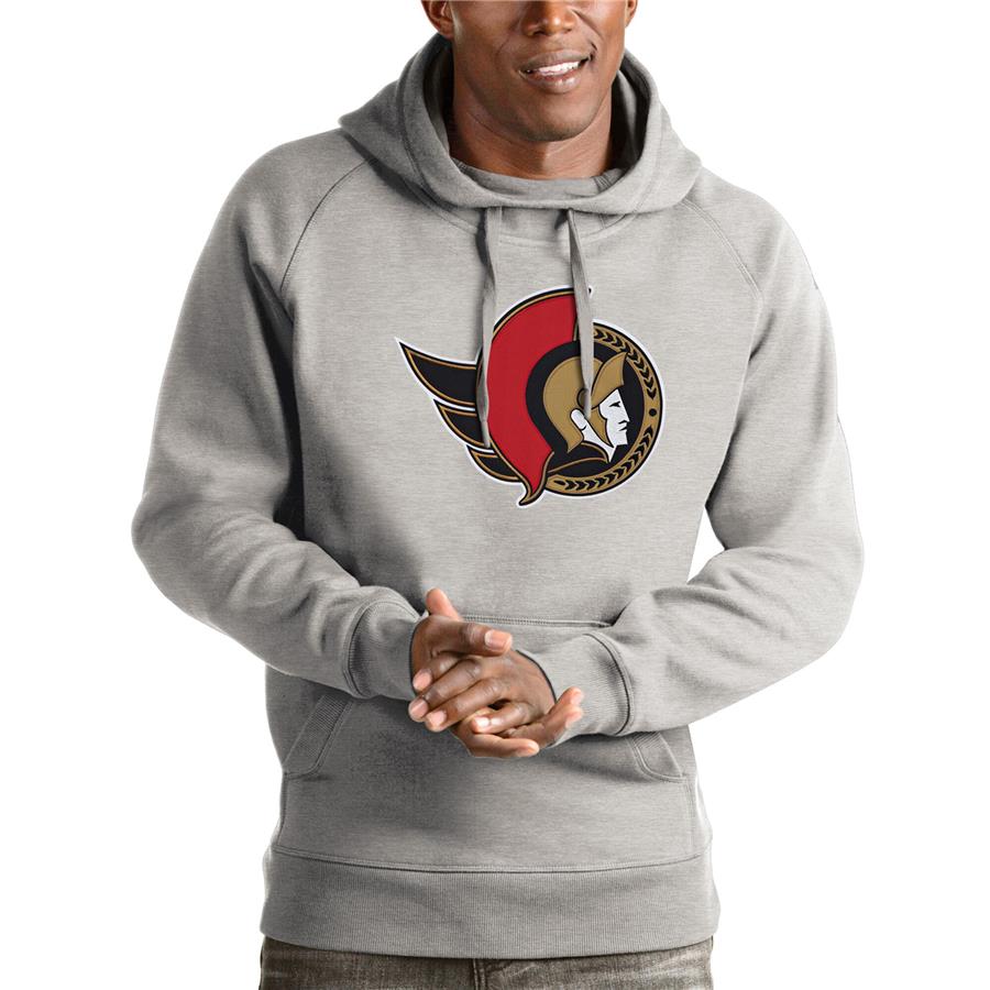 Ottawa Senators Antigua Logo Victory Pullover Hoodie - Heathered Gray
