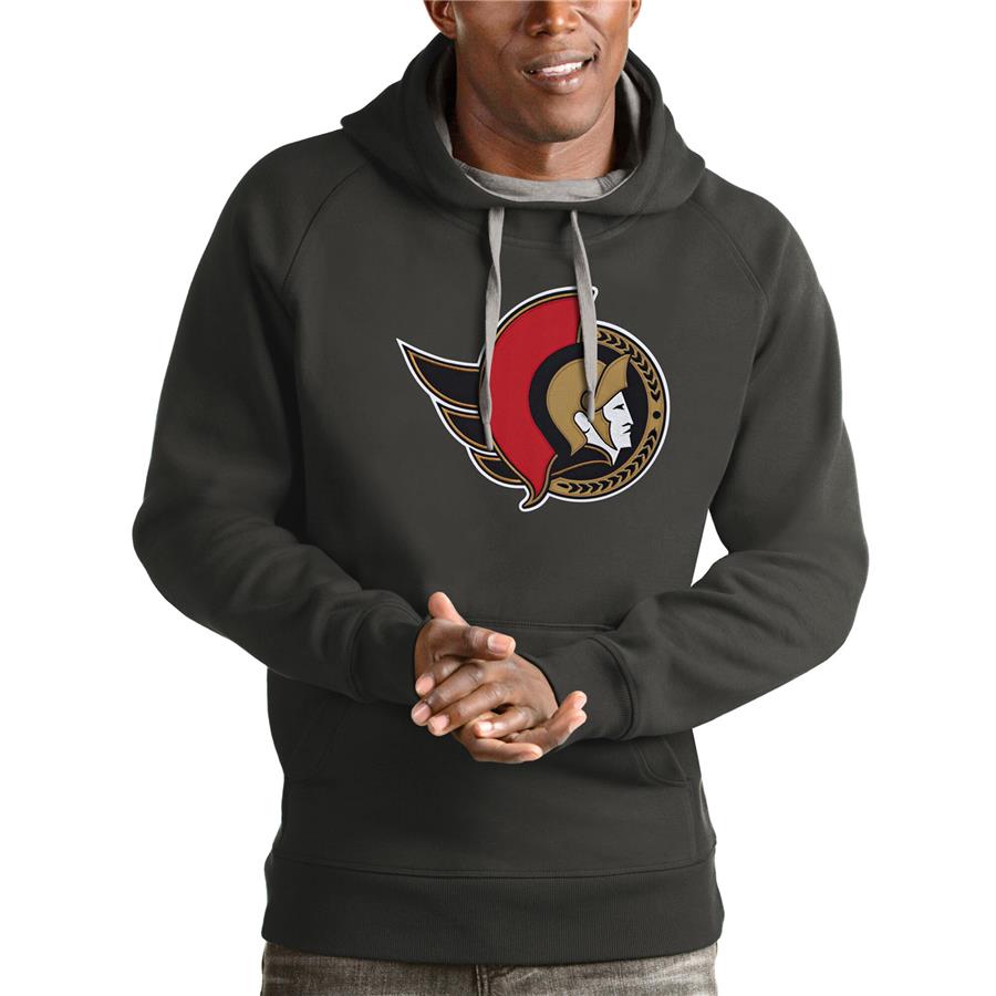 Ottawa Senators Antigua Logo Victory Pullover Hoodie - Charcoal