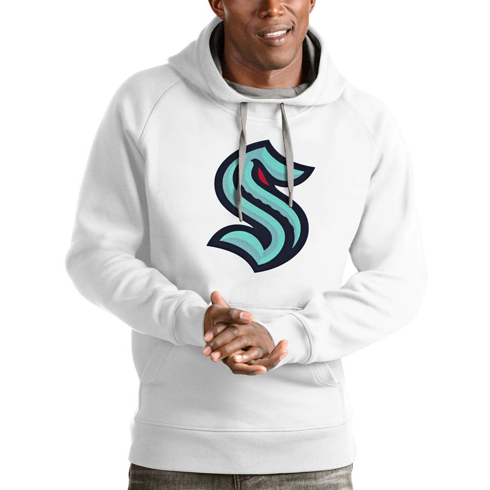 Seattle Kraken Antigua Logo Victory Pullover Hoodie - White