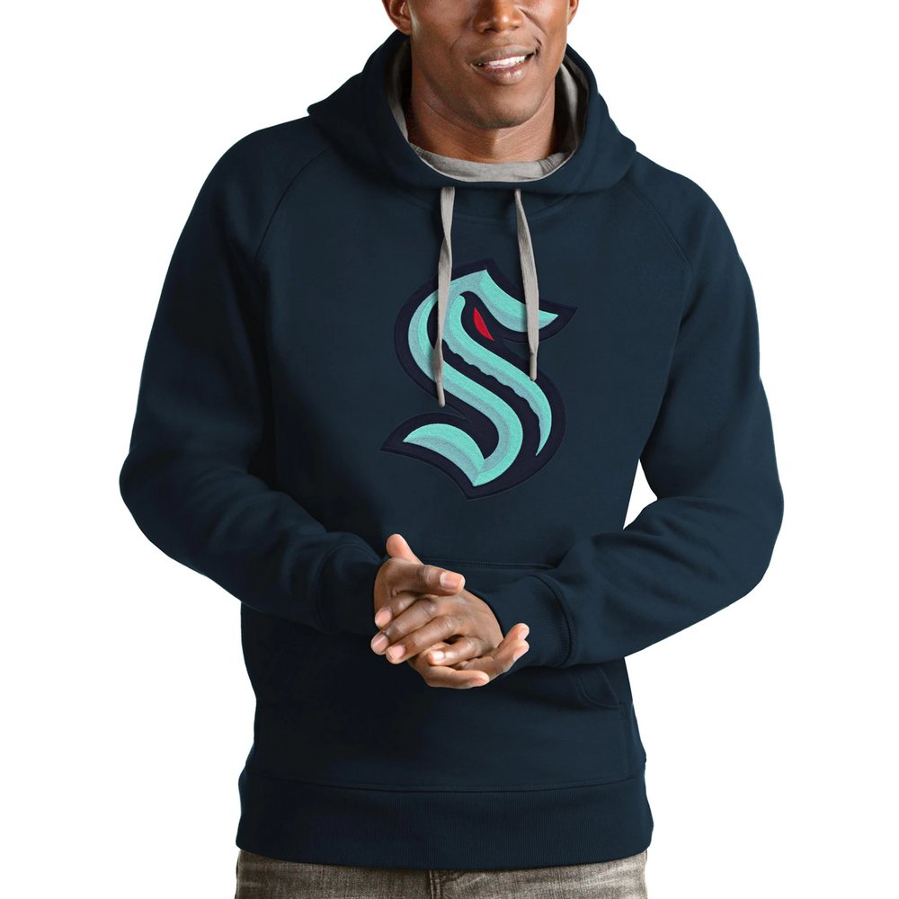 Seattle Kraken Antigua Logo Victory Pullover Hoodie - Navy