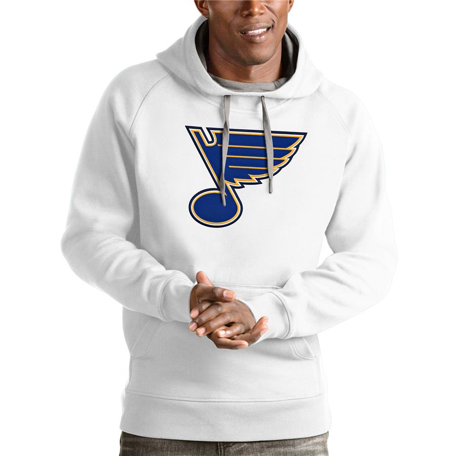 St. Louis Blues Antigua Logo Victory Pullover Hoodie - White