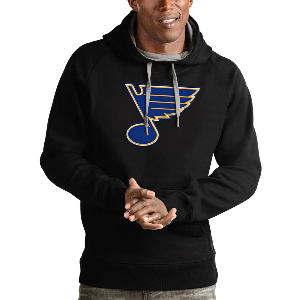 St. Louis Blues Antigua Logo Victory Pullover Hoodie - Black