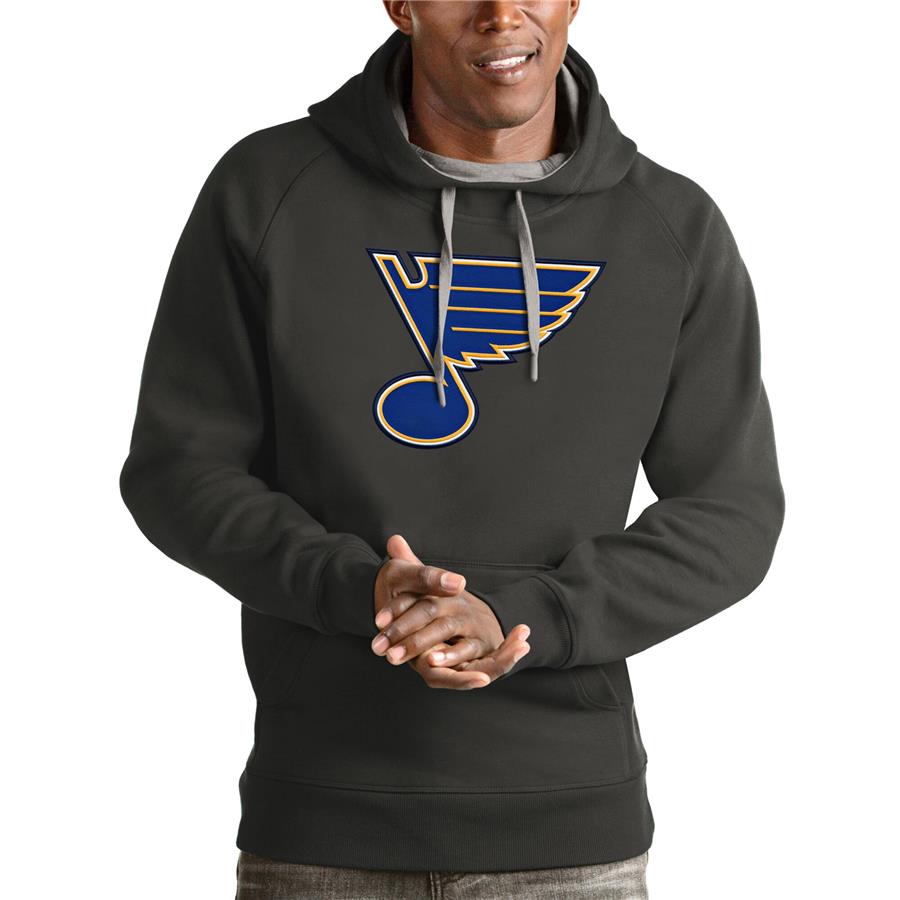 St. Louis Blues Antigua Logo Victory Pullover Hoodie - Charcoal