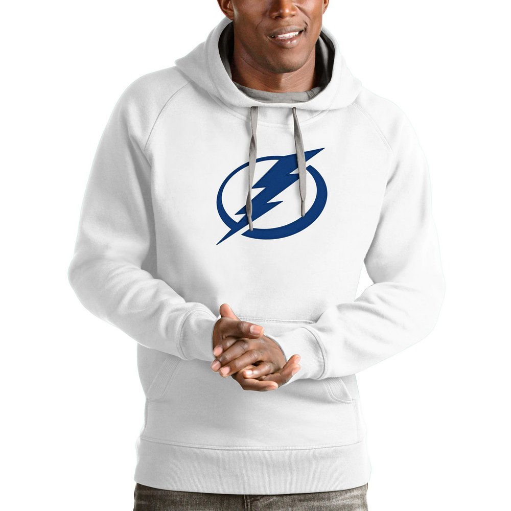 Tampa Bay Lightning Antigua Logo Victory Pullover Hoodie - White