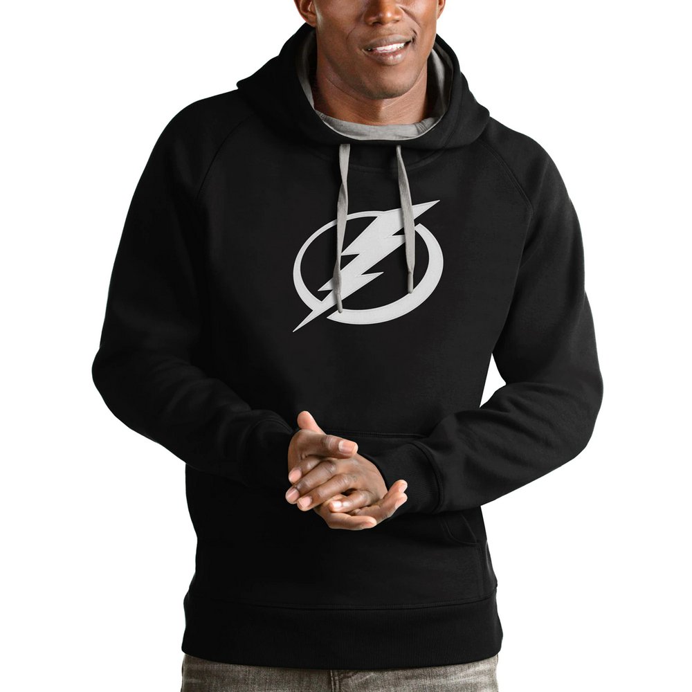 Tampa Bay Lightning Antigua Logo Victory Pullover Hoodie - Black