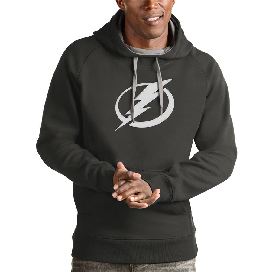 Tampa Bay Lightning Antigua Logo Victory Pullover Hoodie - Charcoal